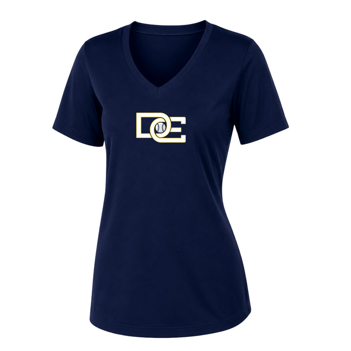 Diamond Elite Women’s V-Neck Tee Blue Navy Logo